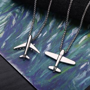 Pendant Necklaces Titanium Steel Airplane Necklace Simple Exquisite Jewelry Hip-hop Sweater Chain Long Punk Party Men Women Gift