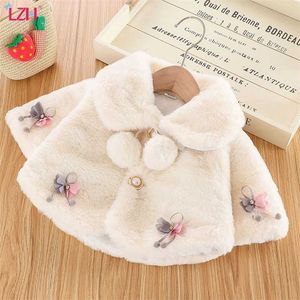 ЛЖ осень младенца принцесса меховая плащ куртка для одежды рожденных девушек зима младенческая теплое верхнее одеяло 211011