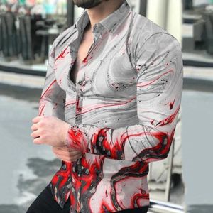 Męskie koszule Feitong Men Streetwear Crits Chemise Oversized for Floral Printed Long Sleved Shirt plus size blusas hombre