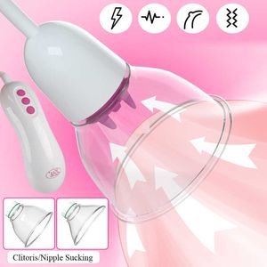 Massage Produkter Nippel Suckers Clitoris Stimulering 5 Frekventa Vibrator Starkt elektrisk Bröstmassage Avtagbara Pump Sexleksaker För Kvinnor