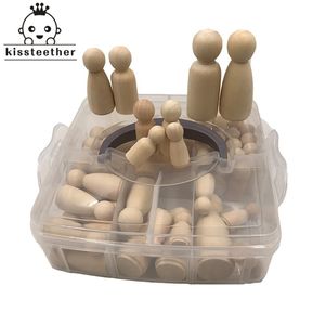 52 stücke Holz Peg Puppen Ahorn Unbemalt Kinder Geburtstag Geschenke Handgemachte Unvollendete Hochzeiten Kuchen Dekor Kinderkrankheiten Spielzeug Set 211106