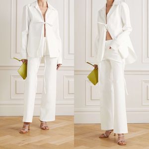 2 Piece Set Women Pant Suits Ivory Office Lady Wear Uniform Formal Trousers Waistcoat Jacket Blazer Suit Female