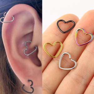 Junlowpy 20g Paslanmaz Çelik Açık Kalp Burun Yüzükler Hoop Piercing Vücut Takı Kadınlar Kulak Kıkırdak Tragus Küpe 200/500 adet