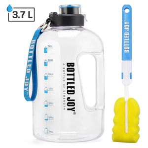 3.7L 2.5L 1.5Lの透明な大きなガロンの飲料水のボトルのプラスチック大容量のケトルジムフィットネス観光BPAフリースポーツ211013