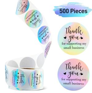 laser Adhesive Stickers 500PCS Roll 1inch Thank You for supporting my small business Round Label For Holiday Presents Business Festive Decoration on Sale