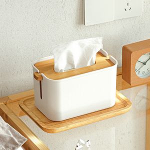 Creative Paper Towel Holders Easy-to-Take Paper Desktop Tissue Box Wholesale Household Living Room Bamboo Small Lifting Extraction