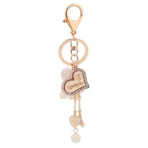 Amor Keychain Forma Coração Chaveiro Bolsa Bolsa Sacos Pingente Carros Sapata Anel Holder Chains Metal Acrílico Bead Chave Teclado Favor Favor