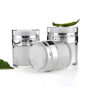 15g 30g 50g Cosmetic Jar Bottle Empty Acrylic Cream Container White Vacuum Airless Refillable Containers Press Lotion Pump Bottles Packing