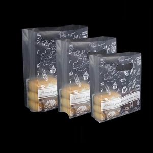 Translucent Clear Flat Bottom Plastic Bag Packaging Toast Baking Bread Cake Storage Packing Bags with Handle