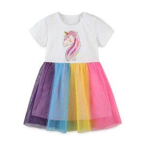 Metri di salto Arrivo Abiti da principessa per ragazze che vendono Tutu Party Baby Unicorn Dress Cute Toddler Birthday Clothing 210529