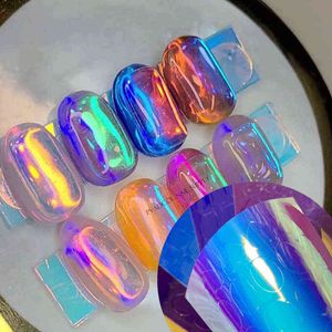 10pc Japanse Nail Art Ice Aurora Nail Sticker Decals Zelfklevende Koreaanse Trendy Nails Design Manicure Decoratie Y1125