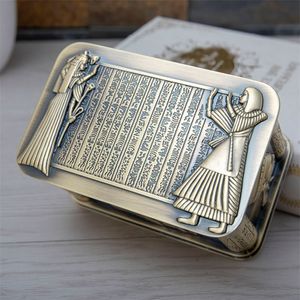 Vintage Egypt Pharaoh Metal Relief Jewelry Box Egyptian Gift Storage Case Home Art Craft Decoration Organizer Casket Chest 210315