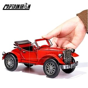 CAPTAINIRON Classic Model Iron Retro Car Figurines American Italy German Car Ornament Metal Crafts Vintage Home Decor Gifts 210811