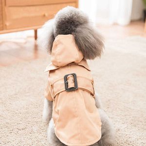 Tvåbensig vindbrytare husdjur hoodie kläder hundar jacka kappa för valp kläder kostym söt höst brun 211007