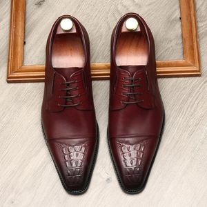 ブランドデザイナーの男性のドレスシューズ本革レースアップワックスアッププロセスメンズ靴のためのメンズ靴G48のためのスーツパーティーフォーマルな結婚式の靴