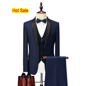 New Luxury Party Stage Groomsmen Costume Homme Popular Mariage Dress Prom Tuxedo 3 Piece Set Jacket+Pants+Vest Wedding Men Suits X0909