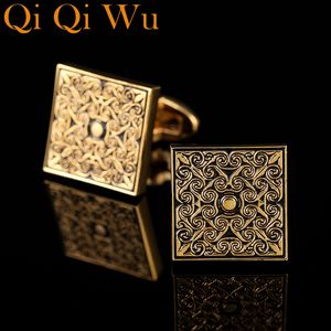 Quadrado Ouro Laser Romano Cufflinks Camisa de Jóias Cufflink para Mens Marca Moda Moda Link Noivo Noivo Botão Cuff Links AE562403440206