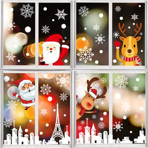 4 Pz / lotto Natale PVC Elettricità statica Adesivo Abbellisci Finestra di casa Santa Elk Fiocco di neve Adesivi murali in vetro Decalcomanie Festa di Capodanno Vestire Decorazione JY0802