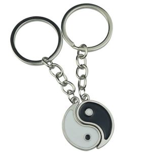 Vintage Chińskie elementy Yin Yang Taiji Bagua Para Brelok Dla Keys Car Key Breloczkowy Wisiorek Urok Moda Stop Breloki Prezent