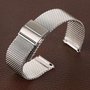 Watch Bands Sliver mm mm mm Band Mesh Stainless Steel Strap Fold Over Clasp WristWatches Replacement Bracelet Cinturino Orologi