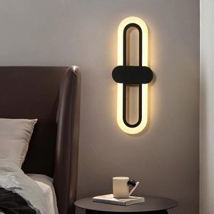 Lâmpada de parede Simples Acrílico Estilo Oval Dimmable Home Fundo Decoração Quarto Aisle Sala de Estar Luz