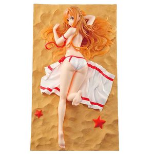 Sword Art Online Yuki Asuna Vacation Mood sandy beach Anime Figures 26cm PVC Action Figure toy Sexy Girl Collection Doll Gift Q0722