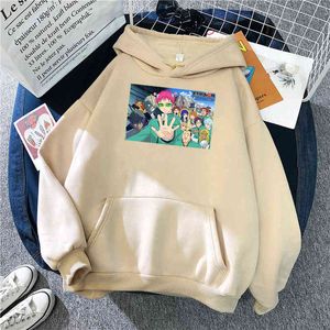 Saiki K Kusuo Charakter Printing Männlich Sweatshirt Thermal Vintage Tracksuit Weiche Fleece Hoodies großer Männer Hoodie H1218