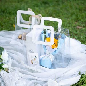 10pc pvc transparent presentpåse parfym kosmetiska förpackning väskor bröllop födelsedag baby shower presentväska blomma väska bolsitas de papel 210724