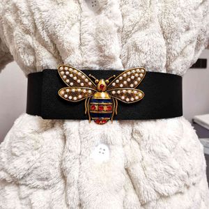 7 Cm Gürtel großhandel-Gürtel Womens Leder Luxusgürtel cm breite Bienenknopf europäischer und amerikanischer Stil