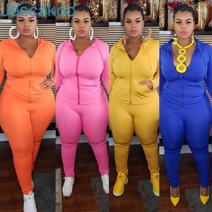 Mulheres Tracksuit 2 Duas Piece Outfits Zíper Hoodies Casacos Casaco Leggings Calças Sweatsuits Ginásio Jogging Roupas Plus Size Roupas J202