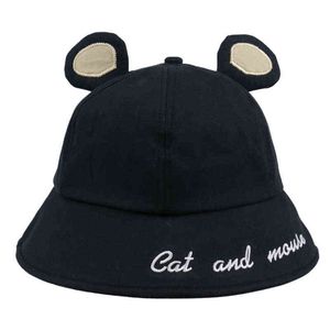 New Gorras Cute Cartoon Giallo Rosa Nero Orecchie di gatto Topo Cappelli a secchiello Donna Cappellini Chapeau Femme Estate G220311