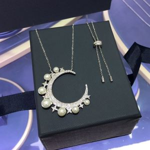 Chegada Umgodly Marca de Luxo Pérola Colar Cúbico Zircônia Estrela Moon Pingente Elegante Mulheres Casamento Jóias Presente