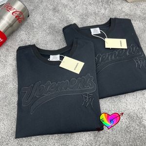 Vetements 刺繍 Tシャツ 2021SS 男性女性 1:1 高品質 Vetements Tシャツフロントビッグブラック刺繍テキスト VTM トップス P0806