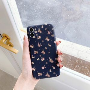 Cartoon Flower Floral Phone Cases For iphone 11 12 13 Pro Max X XR XSMAX 7 8 Plus SE Soft IMD Camera Protective Cover