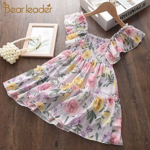 Bear Leader Baby Girls Flower Print Dress for Kids Summer Princess Dresses Toddler Holiday Party Vestidos Wedding Sweet Clothing 210708