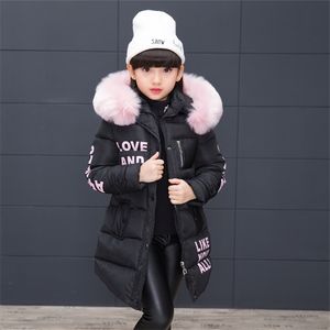 Dziewczyny płaszcz zimowy koreańska długość mody wyściełana odzież zewnętrzna Gruba kurtka Odzież 2 do 8 lat 211203