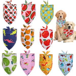 Dog Apparel Cotton Dogs Bandana Puppy Triangle Scarfs Cats Bibs Fruit Dinosaur Pattern Pet Accessories Summer Style KDJK2106