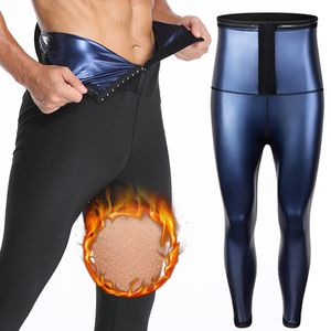 Mens corpo shaper abdômen redutor thermo sauna suor calça sweating treinador gordura queimadura masculino masculino shapewear fitness leggings perna mais magro