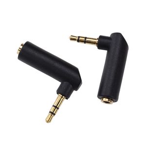 Guldpläterad kontakt 3.5mm Man till kvinnlig omvandlare Audio Stereo Plug L Shape Jack Adapter Connectors