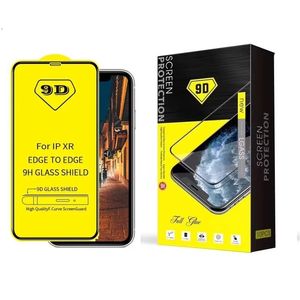 9D Full Cover Glass LCD skärmskydd Temperad film för iPhone XS XR Plus Pro Max Mini med Retail Box