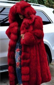 特別な毛皮模造コート女性の長いフード付き統合211207