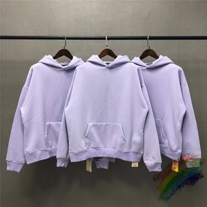 Lätt lila hoodie män kvinnor överdimensionerad bomull plus sammet tröjor solid tröja