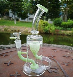 Partihandel Heady Glas Bongs Unik Bong 14mm Kvinna Joint Lavendel Färg Vattenrör Torus Hookahs Recycler Klein Showerhead Perc Oil Dab Rigs med skål XL-1943