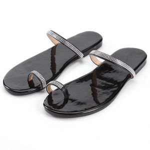 Kapcie Kobiety Bling Crystal Summet Buty Kobieta Plaża Płaskie Outdoor Toe Pierścień Flip Flop Damska Miękka dna