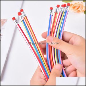 Pencils Ding & Coloring Learning Education Toys Gifts 18Cm Foldable Soft Pencil With Eraser Cute Candy Color Flexible Standard School Fashio