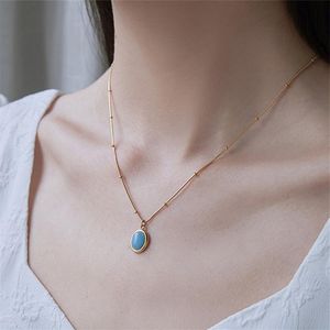 Anhänger Halsketten Luxus Naturstein Goldene Kette Halskette Frauen Mehrfarbig Oval Pendent Elegante Anhänger Schmuck Collares