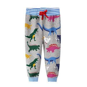 Jumping Meter Jogginghose mit Tierdruck Harm Dinosaurier Kordelzug Baby Lange Hose Hose für Winter Herbst Jungen Mädchen 210306