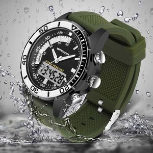 WWOOR Brand Mens Sports Watches Silicone Quartz Digital Clock Waterproof Dual Display Military Men Wrist Watches Montre Homme G1022