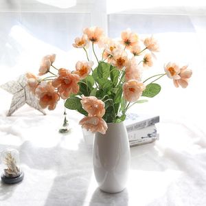 装飾的な花の花輪10ピースの人工ポピーシルクの花の生地ブーケガーランド髪の家の結婚式の装飾ギフトギフトオレンジ色の暗赤