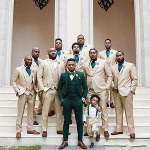 Homens Verdes Ternos 3 Peças para Groom Fato de Casamento Homme Tuxedos Groomsmen Outfits Empregado Attire Homem Blazer Terno Masculino X0909